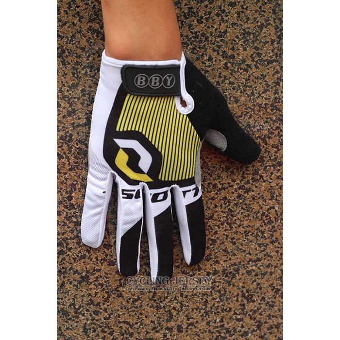 2020 Scott Full Finger Gloves Cycling White Black Yellow